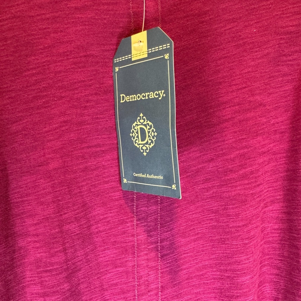 NWT Democracy 2X Plum Lace Inset Cotton Modal Knit Pullover Top Bishop Sleeve - Picture 7 of 12